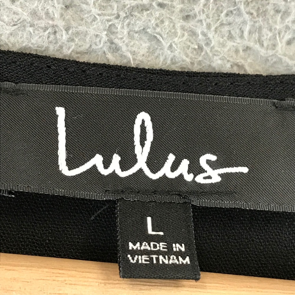 New Lulus Black Wrap Maxi Dress Flutter Sleeve Tie Waist Textured L - Picture 5 of 12